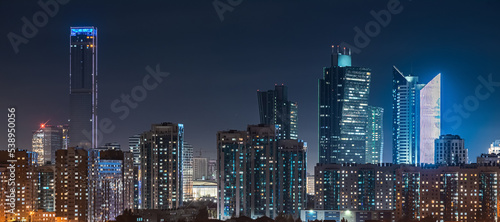 October 15, 2022 Astana, Republic of Kazakhstan: View of the city center at night © xartproduction