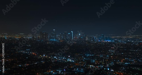 Wallpaper Mural Los Angeles timelapse at night. Big american city. Skyscrapers and street lights with traffic Torontodigital.ca
