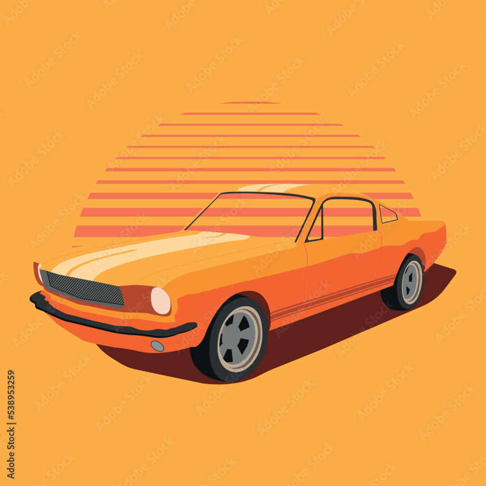 Retro car vector illustration, vintage style