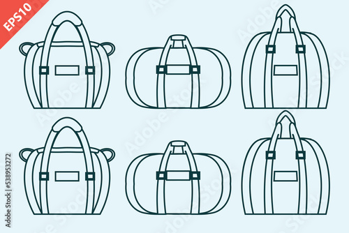 hand drawn sport duffle bag design vector flat isolated illustration