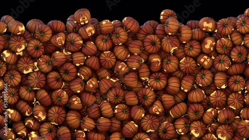 animation of falling halloween pumpkin lantern transition with alpha channel
