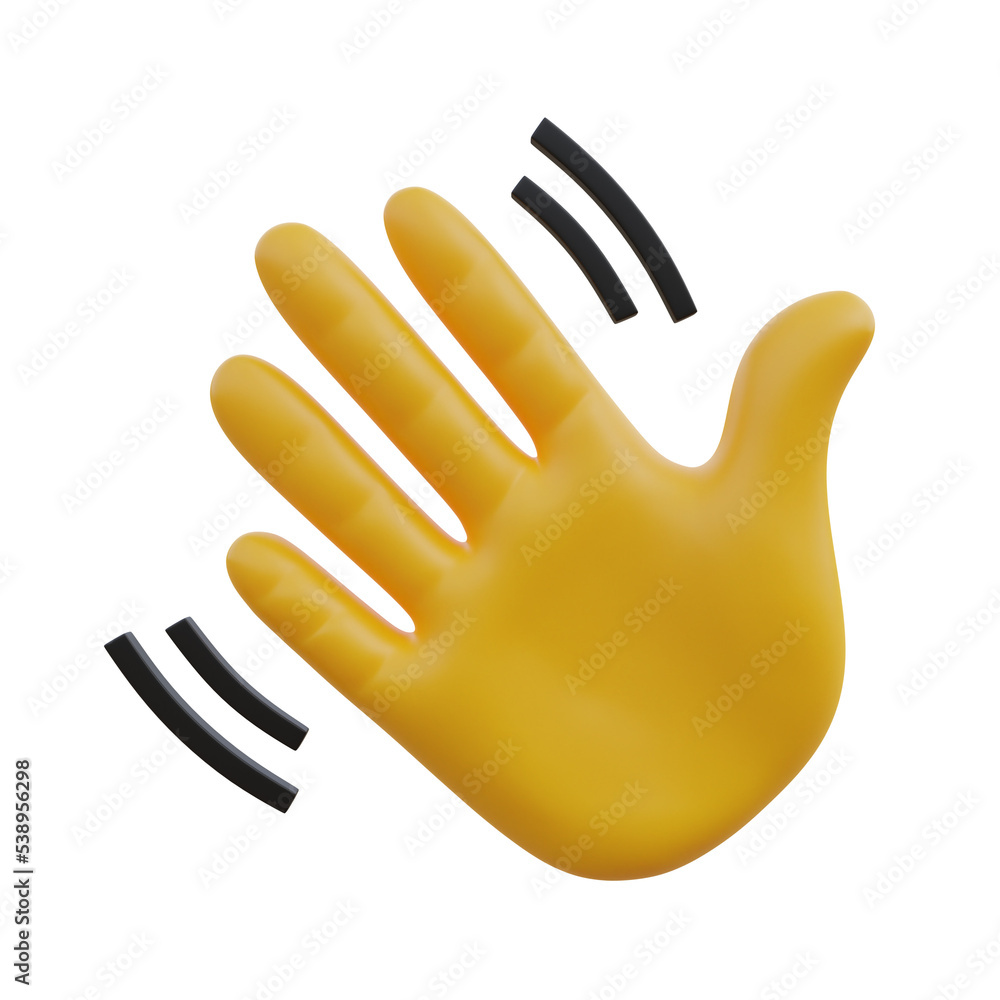 Waving hand emoji 3d icon illustration and 3d rendering Stock