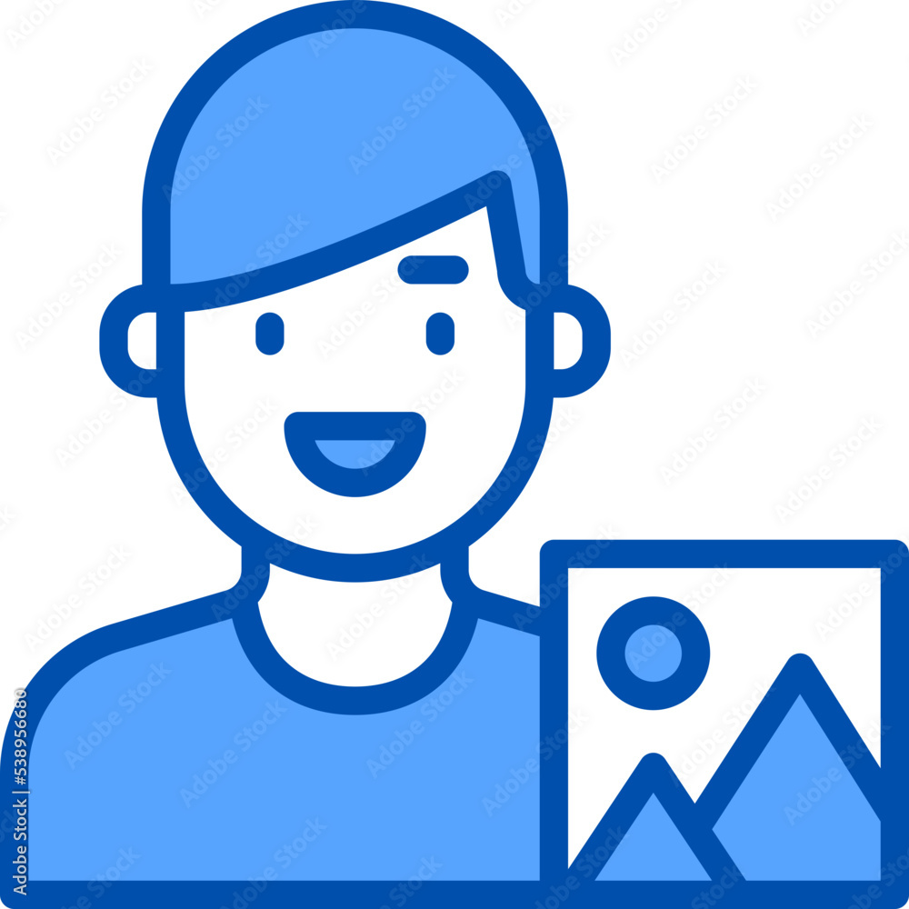Image blue outline icon