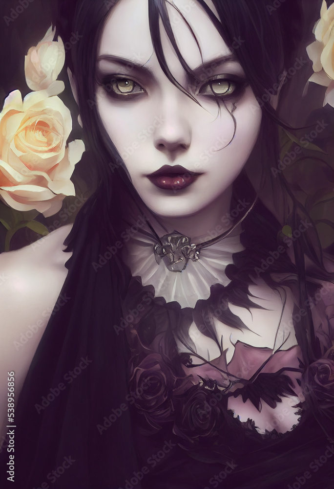 Portrait of a beautiful girl with a gothic style
