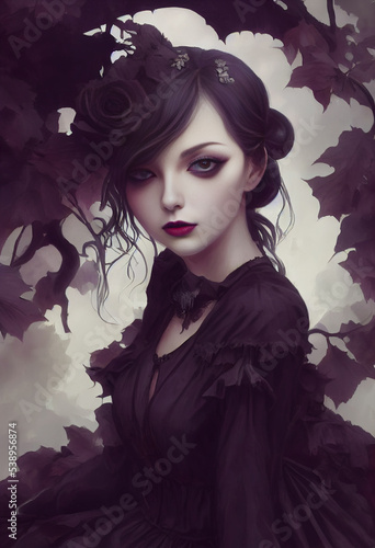 Portrait of a beautiful girl with a gothic style