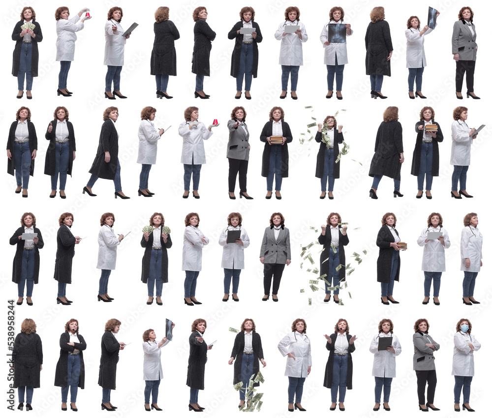 collage of a woman in full growth displaying many professions collage of a woman in full growth displaying many professions