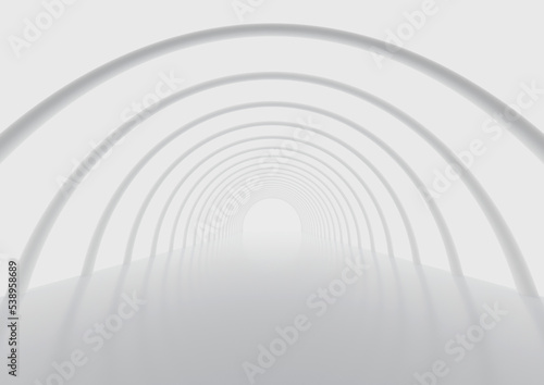 White glowing circular hall or room background, 3d rendering.