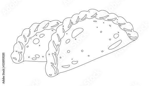 Vector outline illustration of argentina patty pie empanadas, argentine empandas. Argentinian emapndas. 	