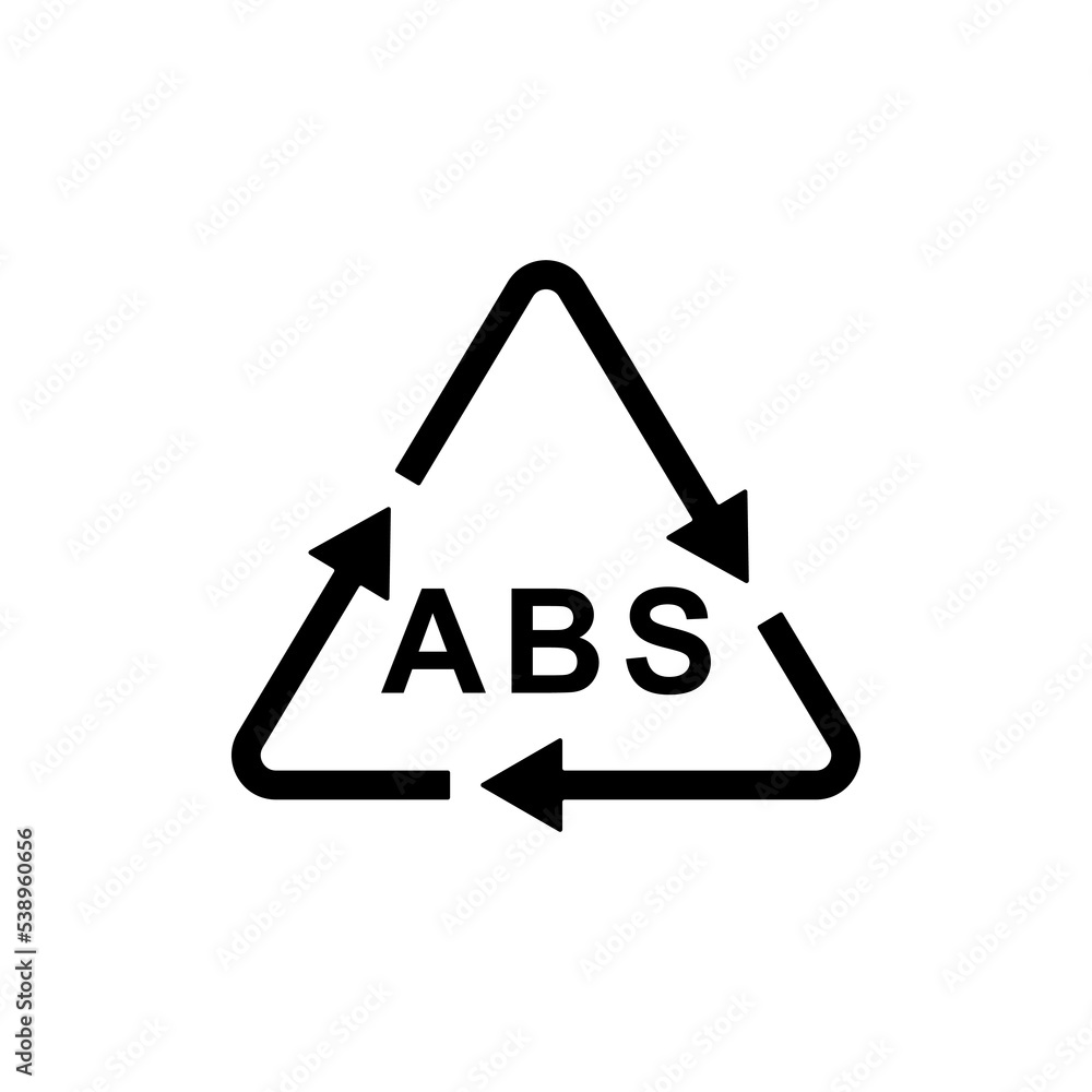 Plastic recycle symbol ABS 9 vector isolated on white background. Plastic recycling code ABS 9 icon. Plastic recycle symbol ABS 9 vector isolated on white background. Plastic recycling code ABS 9 icon.