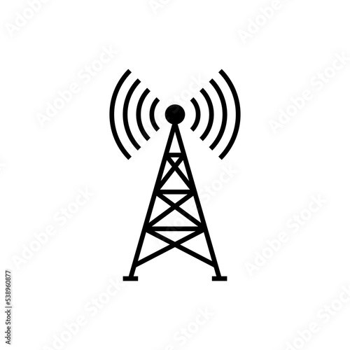 Antenna vector flat design isolated on white background.Antenna, Radio tower sign, icon, label. Transmitter icon. Base transceiver station vector.
