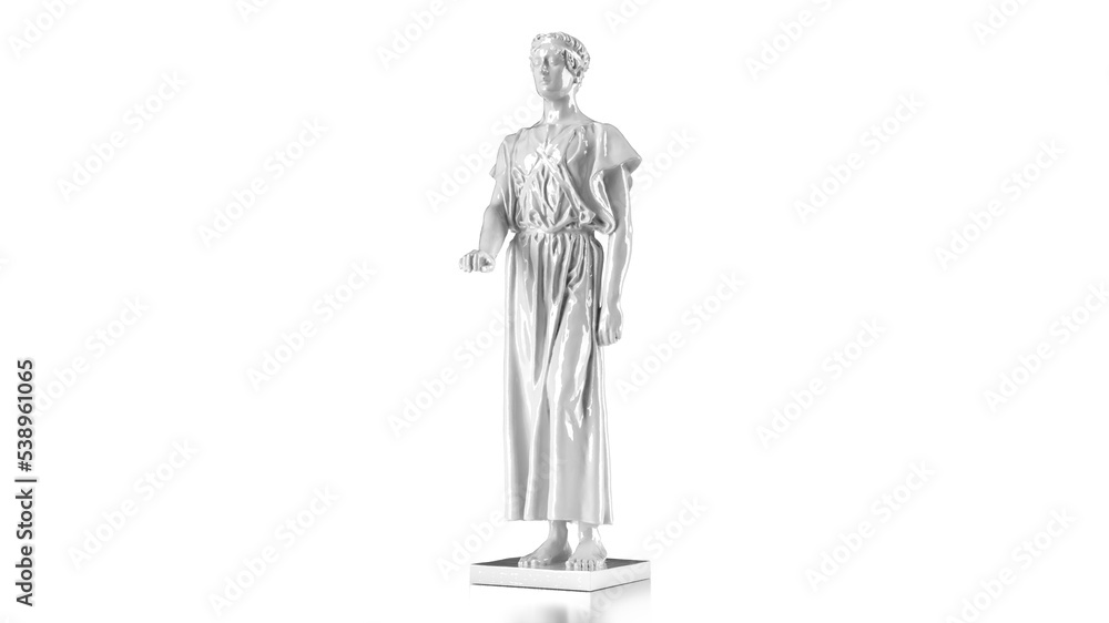 3d render antique sculpture marble glossy in full rose black and white