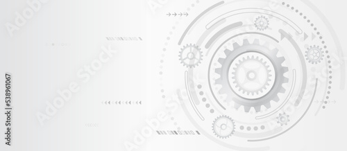 Technology gears concept on the grey background. Hi-tech gears industrial mechanism. Gear wheels modern vector illustration. Cogs and gear mechanical engineering presentation design