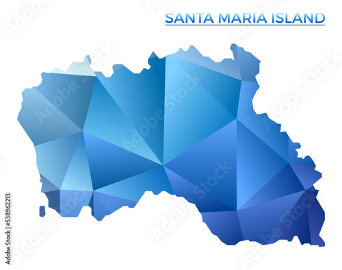 Vector polygonal Santa Maria Island map. Vibrant geometric island in low poly style. Powerful illustration for your infographics. Technology, internet, network concept.