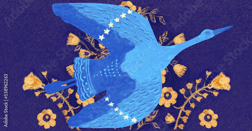 Flying stork. Peace symbol, no war concept. Vector