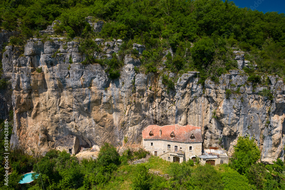 Old French house in a cliff