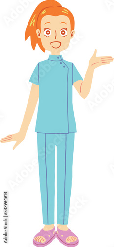 笑顔で説明する看護師