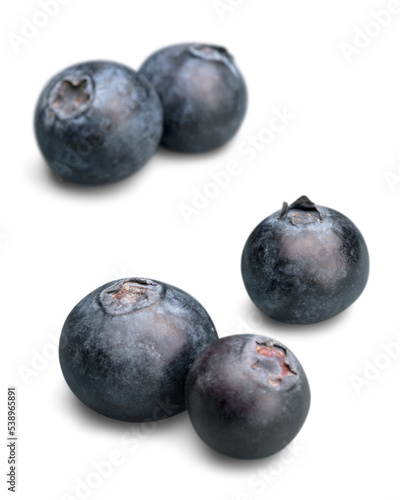 Fresh Ripe Blueberries on white background