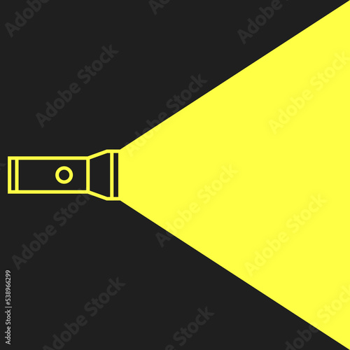 flashlight icon in grey-yellow color that shines