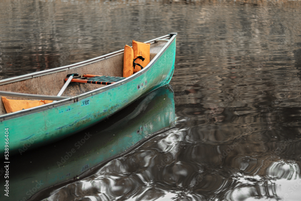 Obraz premium Teal Canoe on the Lake