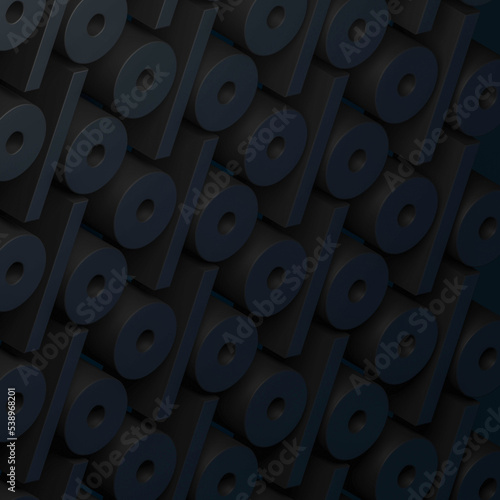 Background for loan, digital finance, business and marketing. Isometric pattern of black matte percent signs. 3d render