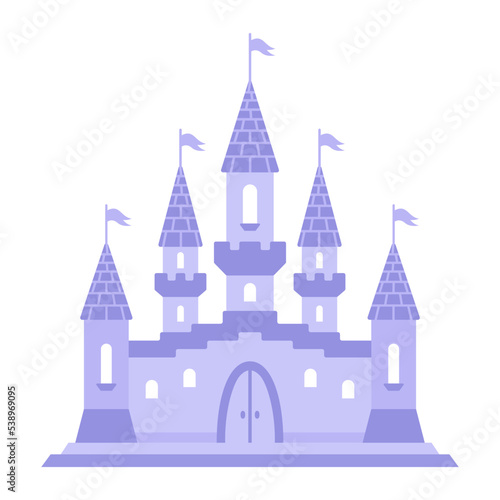 Blue princess castle. Medieval house. Magic kingdom