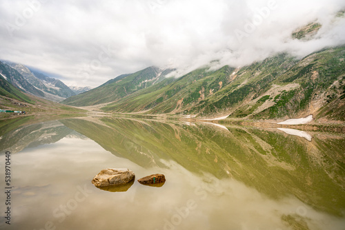 A Stunning Lake Saiful Malook View with cloudy skies photo