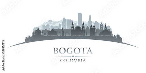 Bogota Colombia city silhouette white background