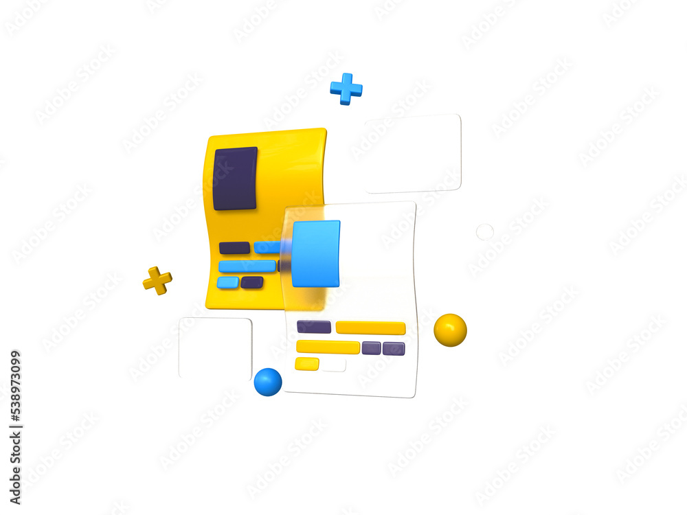 Digital Invoice icon 3d render illustration Digital Invoice icon 3d render illustration