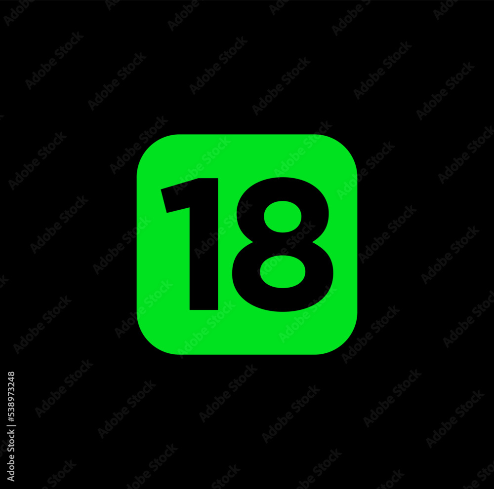 18 allow vector icon. green 18 number vector symbol. 18 allow vector icon. green 18 number vector symbol.