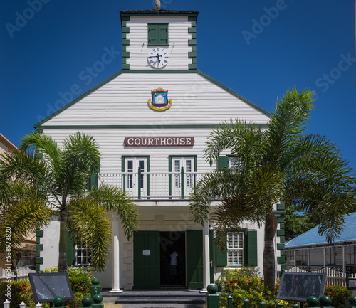 The old Court House in the Dutch Caribbean town of Phillipsburg on the island of Sint Maarten photo