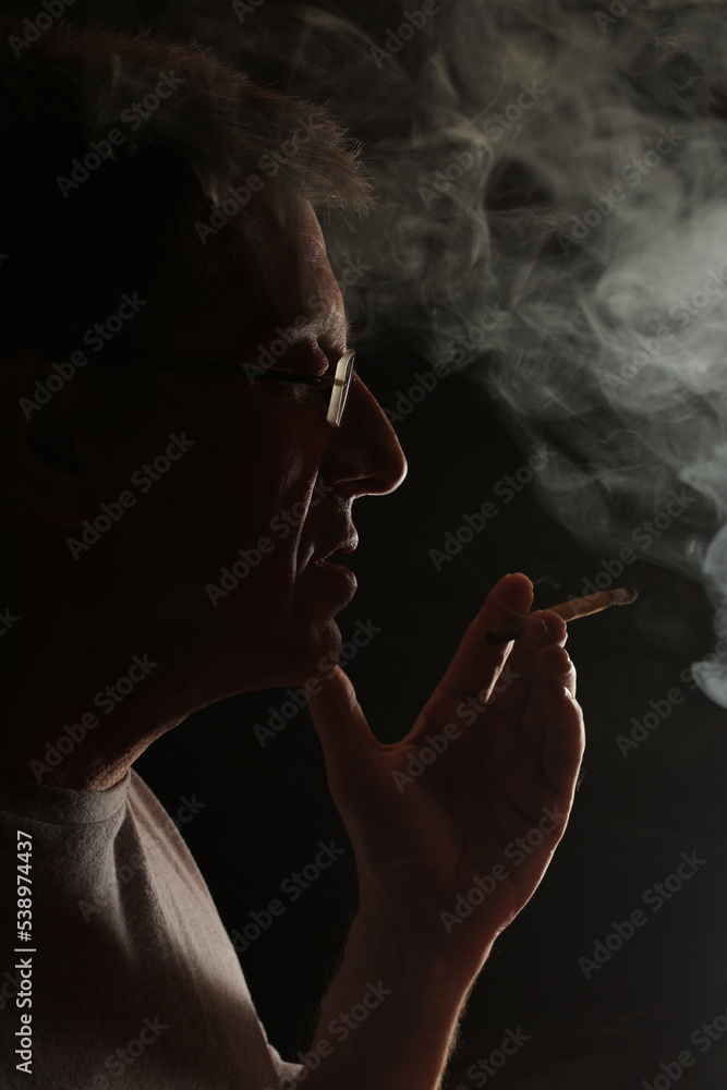 Obraz premium person smoking cigar