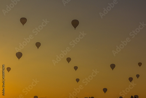 Sunrise view of hot air balloons
