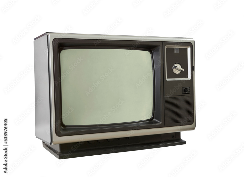 Vintage 1970's television isolated.