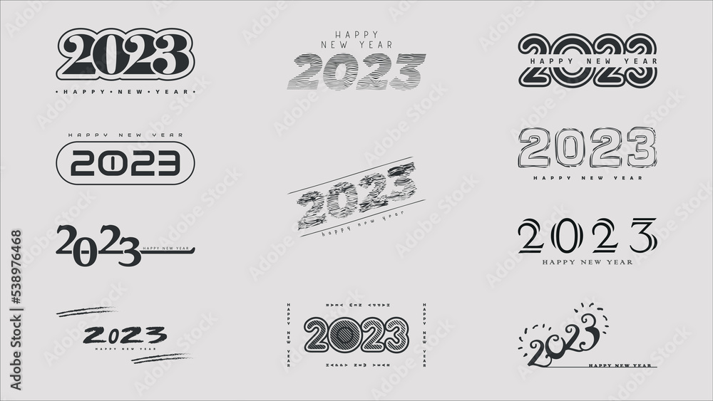 set of elements for design happy new year 2023