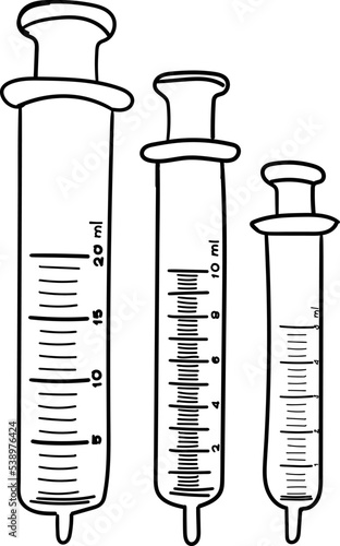 Syringe. Engraving vintage vector black illustration isolated on white. Hand drawn design element.
