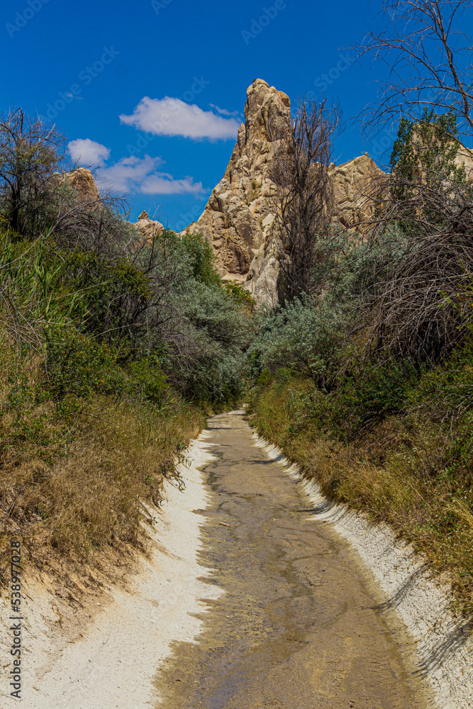 Hiking path in the Love Valley in Cappadocia, Turkey