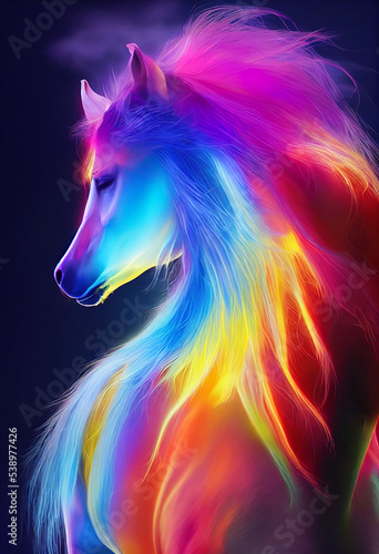 horse with rainbow hair