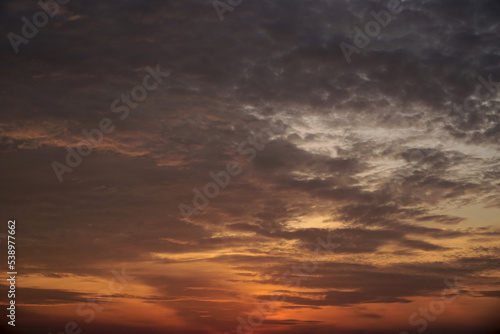 Sunset light effect on clouds, Nature background