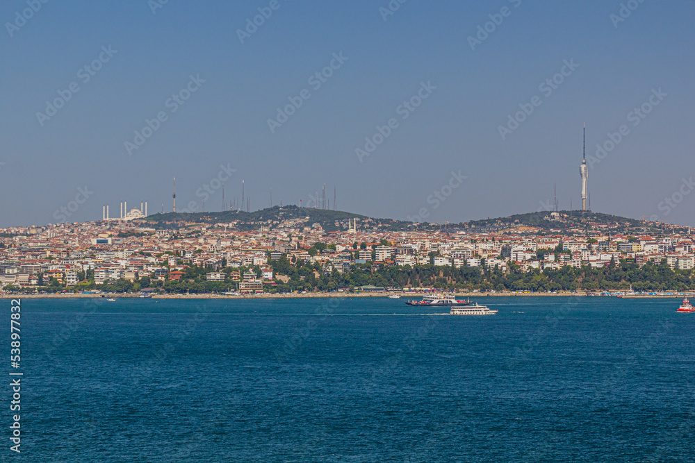 View of Bosporus strait in Istanbul and the asian side of thi city, Turkey