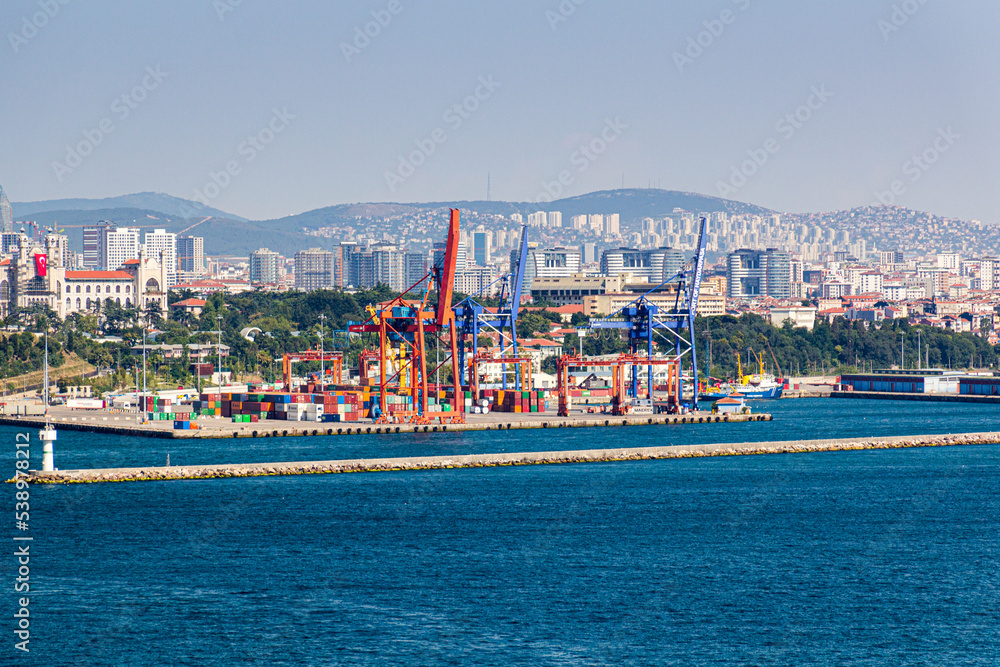 ISTANBUL, TURKEY - JULY 22, 2019: Haydarpasa port in Istanbul, Turkey
