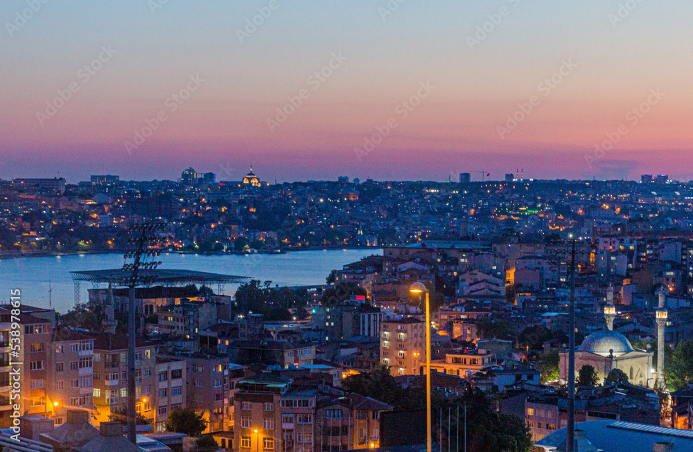 Evening view of Istanbul skyline, Turkey