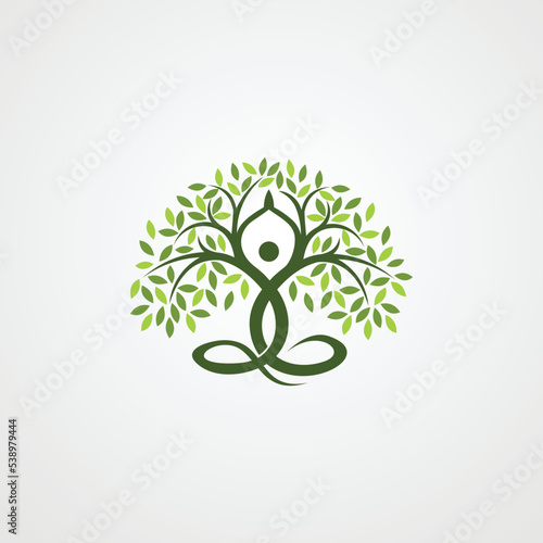 Abstract Human tree logo. Unique Tree Vector illustration with circle