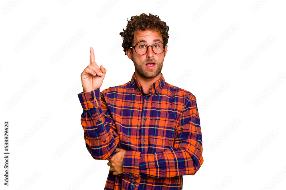 Young caucasian curly hair man isolated Young caucasian man with curly hair isolated having an idea, inspiration concept. Young caucasian curly hair man isolated Young caucasian man with curly hair isolated having an idea, inspiration concept.