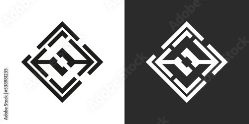 Rhombus labirinth logo design. Vector sigh or icon