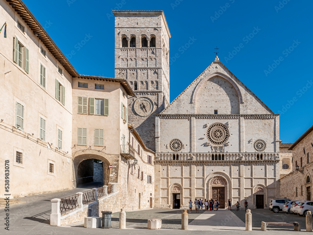 Cathedral of San Rufino in the historic center of Assisi, Perugia, Italy