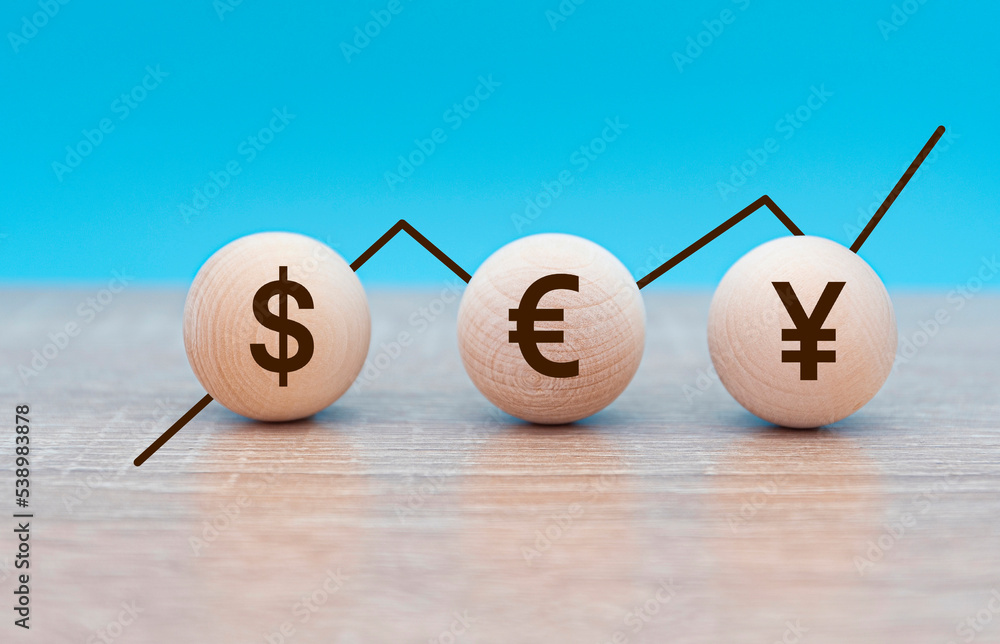 Φωτογραφία Three symbols of international currencies American dollar, euro and Japanese yen