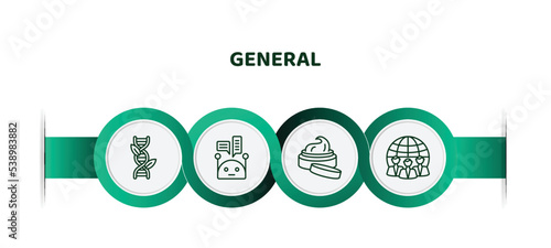 editable thin line icons with infographic template. infographic for general concept. included gmo, chat bot, beauty care, team icons.