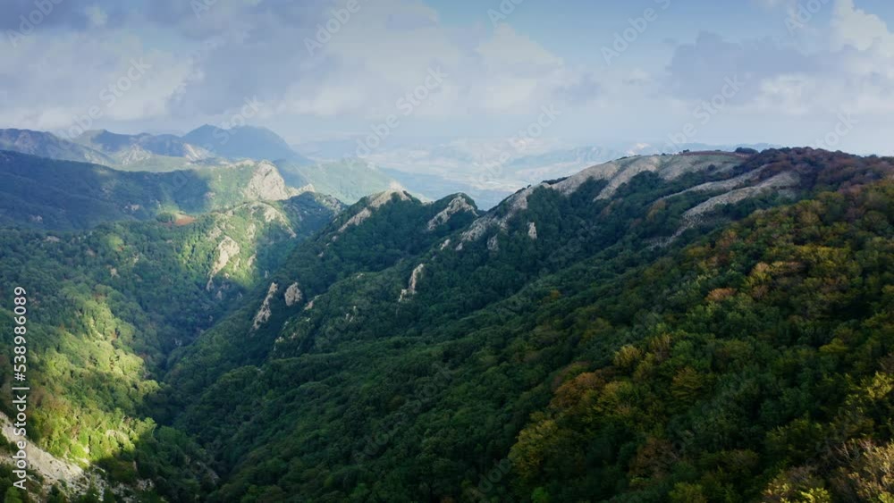Scenic mountains in Autumn aerial view Scenic mountains in Autumn aerial view