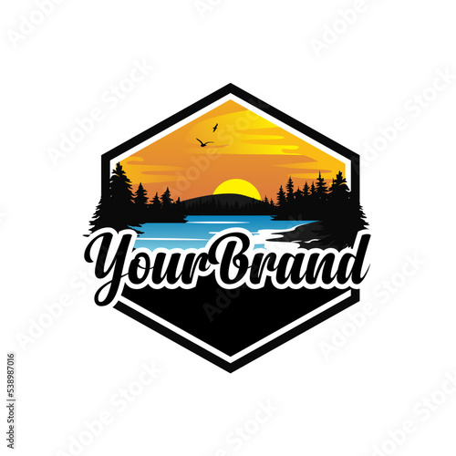 Mountain illustration, outdoor adventure . Vector graphic for t shirt and other uses.