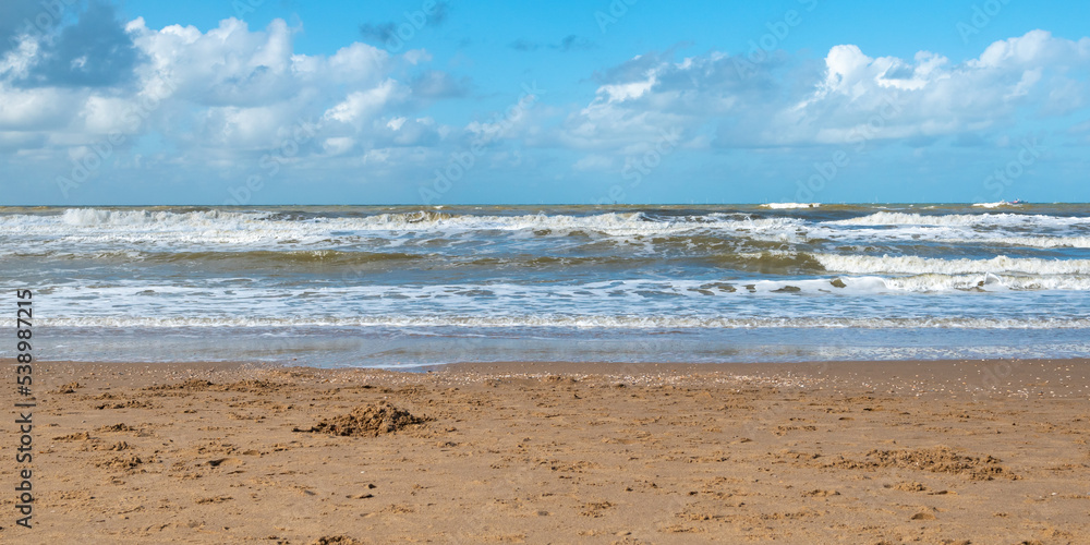 Dutch coast, North Sea, beach in The Netherlands. Dutch coast, North Sea, beach in The Netherlands.